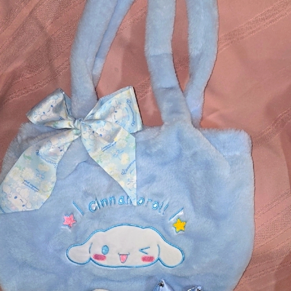 Blue Plush Cinnamoroll Bag with Cinnamoroll Plush Keychain - Picture 12 of 16